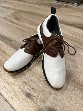 Johnston & Murphy Mens XC4 White /Brown Golf Shoes Sz. 9M